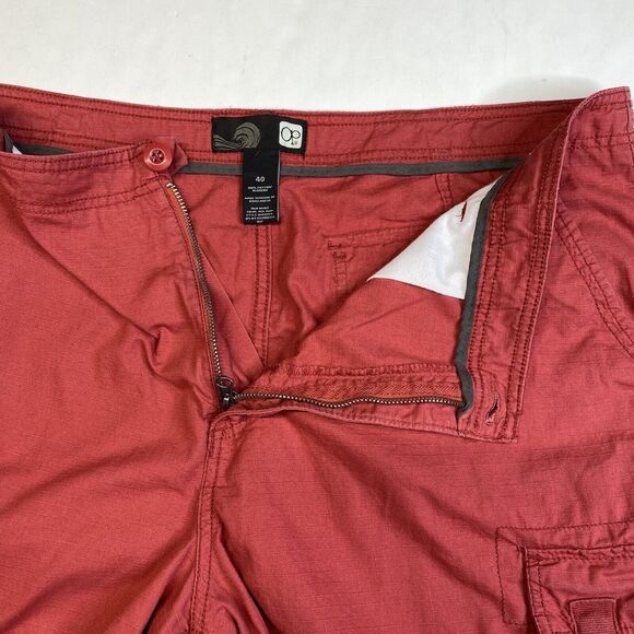 Vintage Ocean Pacific OP Cargo Shorts Mens 40 Red Ripstop Cotton Long Baggy - Picture 4 of 12